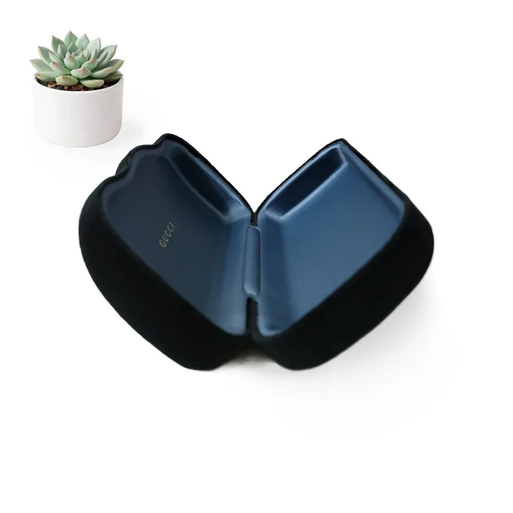 Gucci Black Hard Shell Eyeglasses Case with Blue Interior